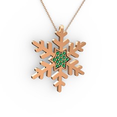 Yeşil kuvars 925 ayar rose altın kaplama gümüş kolye (40 cm rose altın rolo zincir)