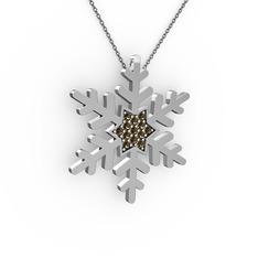 Vande Kar Tanesi Kolye - Dumanlı kuvars 18 ayar beyaz altın kolye (40 cm gümüş rolo zincir) #6xtjl4