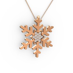 Vande Kar Tanesi Kolye - Swarovski 18 ayar rose altın kolye (40 cm rose altın rolo zincir) #93gend