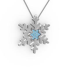 Vande Kar Tanesi Kolye - Akuamarin 18 ayar beyaz altın kolye (40 cm gümüş rolo zincir) #94enwf