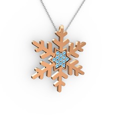 Vande Kar Tanesi Kolye - Akuamarin 18 ayar rose altın kolye (40 cm beyaz altın rolo zincir) #9iluwa