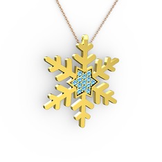 Vande Kar Tanesi Kolye - Akuamarin 18 ayar altın kolye (40 cm rose altın rolo zincir) #aq9rne