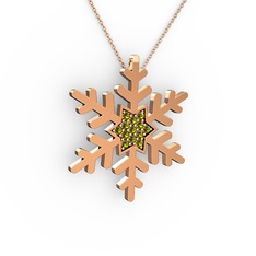 Vande Kar Tanesi Kolye - Peridot 14 ayar rose altın kolye (40 cm rose altın rolo zincir) #cv2eg8