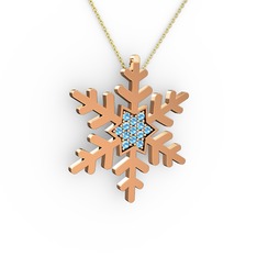 Vande Kar Tanesi Kolye - Akuamarin 14 ayar rose altın kolye (40 cm altın rolo zincir) #e6awf2