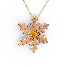 Vande Kar Tanesi Kolye - Sitrin 14 ayar rose altın kolye (40 cm altın rolo zincir) #ez2nk9