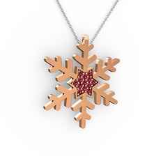Vande Kar Tanesi Kolye - Rodolit garnet 14 ayar rose altın kolye (40 cm beyaz altın rolo zincir) #mkt3wo