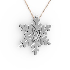 Vande Kar Tanesi Kolye - Pırlanta 925 ayar gümüş kolye (0.195 karat, 40 cm rose altın rolo zincir) #o5912x