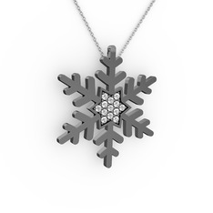 Vande Kar Tanesi Kolye - Swarovski 925 ayar siyah rodyum kaplama gümüş kolye (40 cm beyaz altın rolo zincir) #s6mf7q
