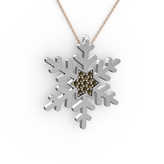 Vande Kar Tanesi Kolye - Dumanlı kuvars 18 ayar beyaz altın kolye (40 cm gümüş rolo zincir) #uiz5ry