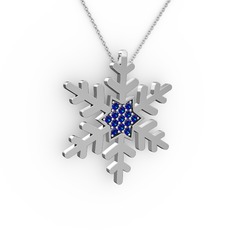 Vande Kar Tanesi Kolye - Lab safir 8 ayar beyaz altın kolye (40 cm beyaz altın rolo zincir) #ybw81h