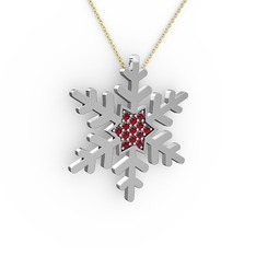 Garnet 14 ayar beyaz altın kolye (40 cm altın rolo zincir)