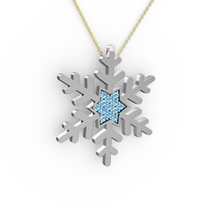 Vande Kar Tanesi Kolye - Akuamarin 8 ayar beyaz altın kolye (40 cm altın rolo zincir) #zcaslp