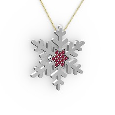 Rodolit garnet 18 ayar beyaz altın kolye (40 cm gümüş rolo zincir)