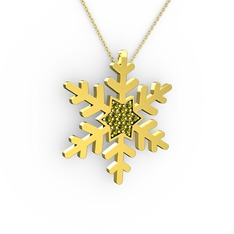 Peridot 8 ayar altın kolye (40 cm altın rolo zincir)