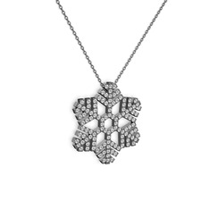Neva Kar Tanesi Kolye - Swarovski 925 ayar siyah rodyum kaplama gümüş kolye (40 cm gümüş rolo zincir) #10ry7a8