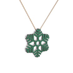 Neva Kar Tanesi Kolye - Yeşil kuvars 925 ayar siyah rodyum kaplama gümüş kolye (40 cm rose altın rolo zincir) #1345f6w