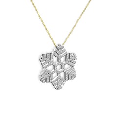 Neva Kar Tanesi Kolye - Swarovski 14 ayar beyaz altın kolye (40 cm altın rolo zincir) #166fytj