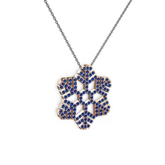 Neva Kar Tanesi Kolye - Lab safir 8 ayar rose altın kolye (40 cm gümüş rolo zincir) #170kthr