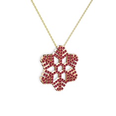 Neva Kar Tanesi Kolye - Rodolit garnet 14 ayar rose altın kolye (40 cm altın rolo zincir) #19iatn5