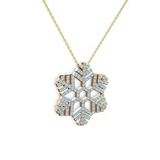 Neva Kar Tanesi Kolye - Akuamarin 14 ayar rose altın kolye (40 cm altın rolo zincir) #1aavd7s