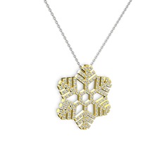 Neva Kar Tanesi Kolye - Swarovski 8 ayar altın kolye (40 cm beyaz altın rolo zincir) #1afp7r2