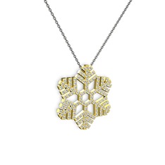 Neva Kar Tanesi Kolye - Beyaz zirkon 18 ayar altın kolye (40 cm gümüş rolo zincir) #1eys33d