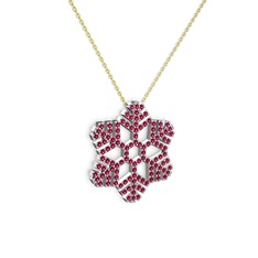 Neva Kar Tanesi Kolye - Rodolit garnet 8 ayar beyaz altın kolye (40 cm altın rolo zincir) #1gmpjm2