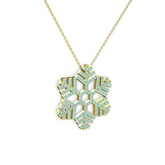 Neva Kar Tanesi Kolye - Akuamarin 18 ayar altın kolye (40 cm altın rolo zincir) #1gy8pjk