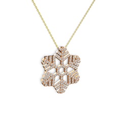 Neva Kar Tanesi Kolye - Swarovski 14 ayar rose altın kolye (40 cm gümüş rolo zincir) #1izw3ld