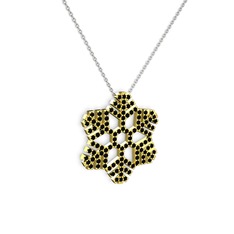 Neva Kar Tanesi Kolye - Siyah zirkon 18 ayar altın kolye (40 cm beyaz altın rolo zincir) #1jz1xms