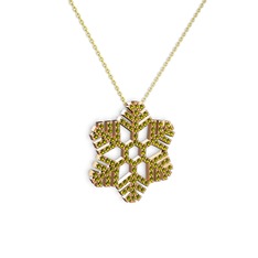 Neva Kar Tanesi Kolye - Peridot 14 ayar rose altın kolye (40 cm altın rolo zincir) #1kcvu4g
