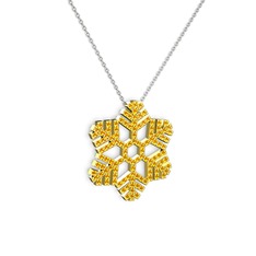 Neva Kar Tanesi Kolye - Sitrin 14 ayar altın kolye (40 cm beyaz altın rolo zincir) #1l3mj6z