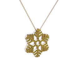 Neva Kar Tanesi Kolye - Peridot 925 ayar rose altın kaplama gümüş kolye (40 cm rose altın rolo zincir) #1lnyhkx