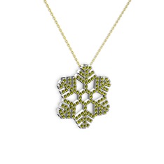 Peridot 925 ayar gümüş kolye (40 cm altın rolo zincir)