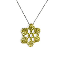 Peridot 14 ayar altın kolye (40 cm gümüş rolo zincir)