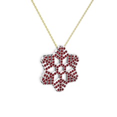 Garnet 925 ayar gümüş kolye (40 cm altın rolo zincir)