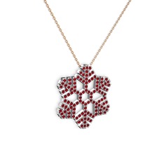 Neva Kar Tanesi Kolye - Garnet 925 ayar gümüş kolye (40 cm rose altın rolo zincir) #1szjjq