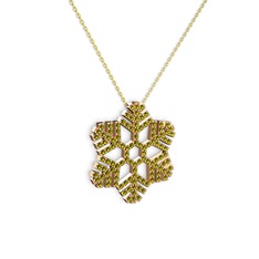 Neva Kar Tanesi Kolye - Peridot 18 ayar rose altın kolye (40 cm gümüş rolo zincir) #1wi6mho