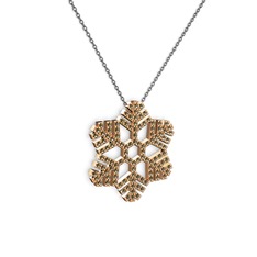 Dumanlı kuvars 925 ayar rose altın kaplama gümüş kolye (40 cm gümüş rolo zincir)