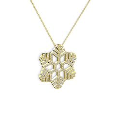 Neva Kar Tanesi Kolye - Pırlanta 14 ayar altın kolye (1.32 karat, 40 cm altın rolo zincir) #265k6v
