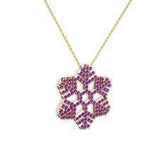 Ametist 8 ayar rose altın kolye (40 cm altın rolo zincir)