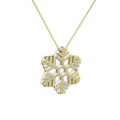 Neva Kar Tanesi Kolye - Swarovski 925 ayar altın kaplama gümüş kolye (40 cm gümüş rolo zincir) #3qqnbv