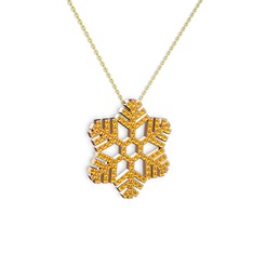 Neva Kar Tanesi Kolye - Sitrin 18 ayar rose altın kolye (40 cm altın rolo zincir) #52rxef