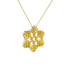 Neva Kar Tanesi Kolye - Sitrin 925 ayar altın kaplama gümüş kolye (40 cm altın rolo zincir) #6808x8
