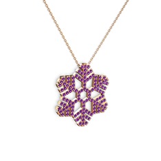 Neva Kar Tanesi Kolye - Ametist 925 ayar rose altın kaplama gümüş kolye (40 cm rose altın rolo zincir) #cxoti8