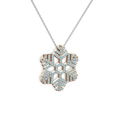 Neva Kar Tanesi Kolye - Akuamarin 8 ayar rose altın kolye (40 cm beyaz altın rolo zincir) #di1hab