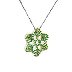 Yeşil kuvars 8 ayar altın kolye (40 cm gümüş rolo zincir)