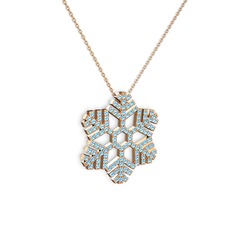 Neva Kar Tanesi Kolye - Akuamarin 8 ayar rose altın kolye (40 cm rose altın rolo zincir) #geegpe