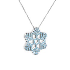 Akuamarin 18 ayar beyaz altın kolye (40 cm beyaz altın rolo zincir)