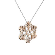 Neva Kar Tanesi Kolye - Swarovski 14 ayar rose altın kolye (40 cm beyaz altın rolo zincir) #hqzq7i